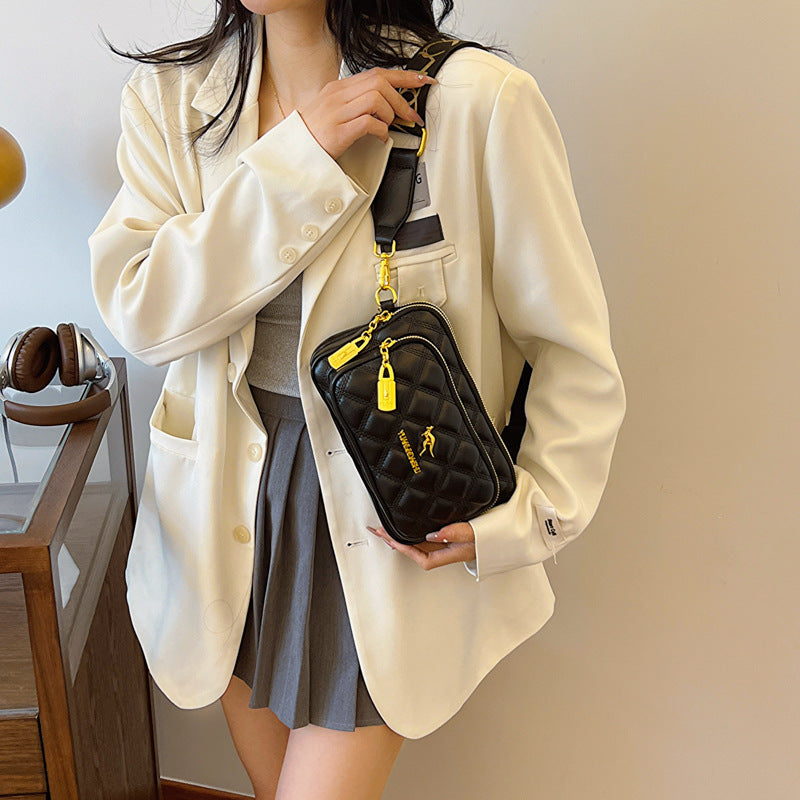Korean Style Elegant Diamond Patterned Phone Bag Chic And Casual Shoulder Crossbody Bag