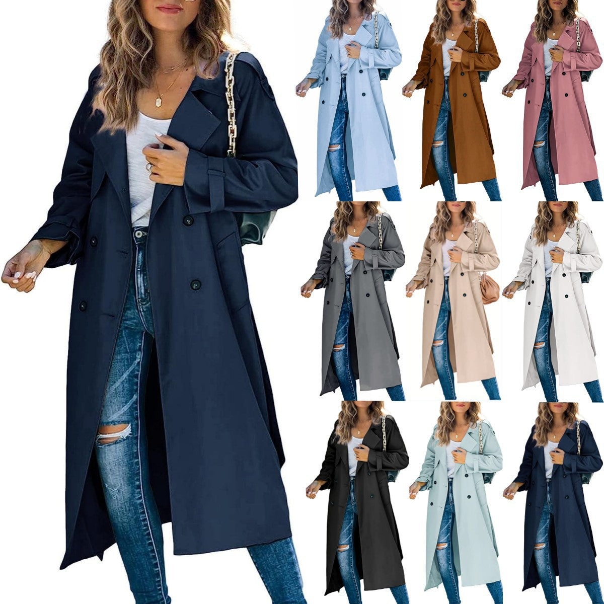 Women's Autumn/Winter Trench CoatOuterwear Long Sleeve Double-Breasted Notch Lapel Straight Fit Wool Blend Casual Wear