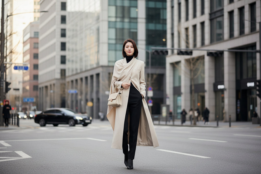 Scarf style long windbreaker suit jacket women's clothing