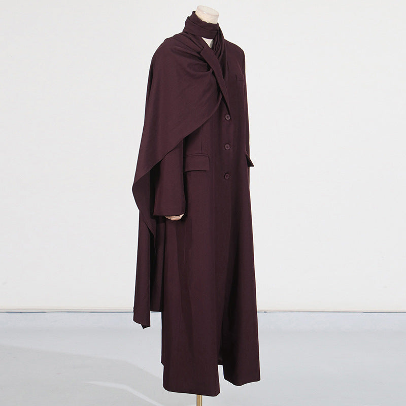 Scarf style long windbreaker suit jacket women's clothing